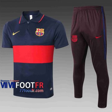 Polo de foot Barcelone 2020 2021 bleu marin - rouge C421#