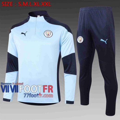 77footfr Manchester City Survetement Foot Bleu clair et noir 20-21 B426