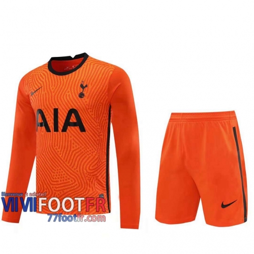 77footfr Maillots foot Tottenham Gardiens de but Manche Longue Orange 2020 2021