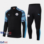 Promo: Ensemble Survetement Manchester City Enfant Noir Bleu 2019/2020 Thailande