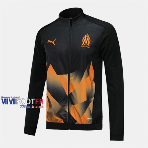 Magasins Veste Foot Marseille OM Noir/Jaune 2019/2020 Nouveau Promo