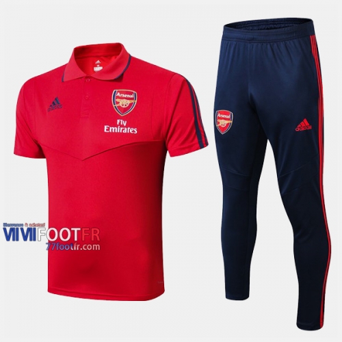 Ensemble Du Polo Foot FC Arsenal Costume Manche Courte Belle Rouge 2019/2020 Nouveau