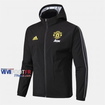 Magasins Veste Foot Coupe-Vent Manchester United Noir 2019/2020 Nouveau Promo