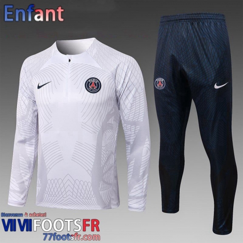 KIT: Survetement de Foot PSG Blanc Enfant 2022 2023 TK442