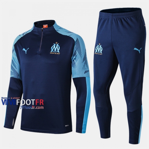 A++ Qualité Ensemble Survetement Foot Olympique De Marseille (OM) Bleu Fonce 2019-2020 Nouveau