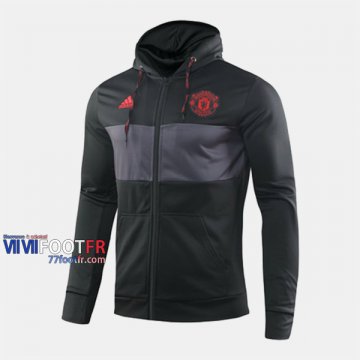 Boutique Veste Foot Manchester United Avec Capuche Noir 2019/2020 Nouveau Promo