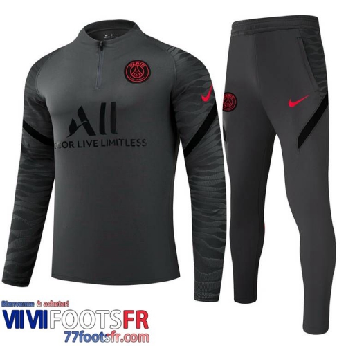 Kits: Survetement de Foot PSG Gris foncé Enfant 2021 2022 TK87