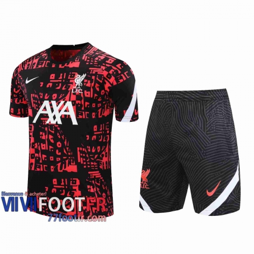 77footfr Survetement Foot T-shirt Liverpool Noir rouge 2020 2021 TT72