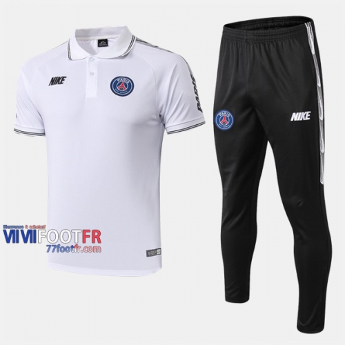 Ensemble De Polo Foot PSG Paris Saint Germain Costume Manche Courte Slim Blanc 2019/2020 Nouveau