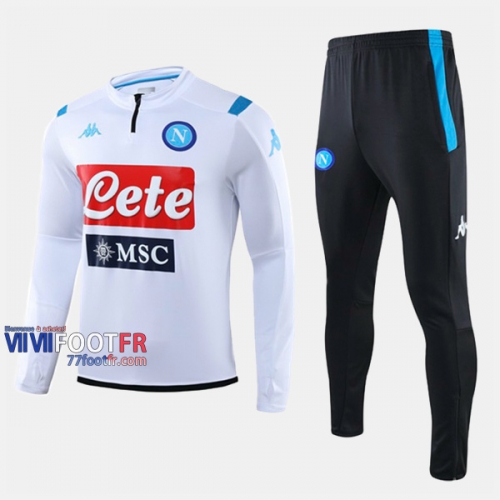 Soldes Ensemble Survetement Foot SSC Naples Blanc Thailande 2019/2020 Nouveau