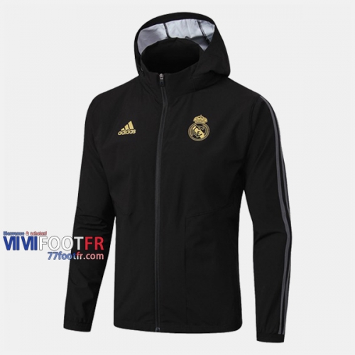 Magasins Veste Foot Coupe-Vent Real Madrid Noir 2019/2020 Nouveau Promo