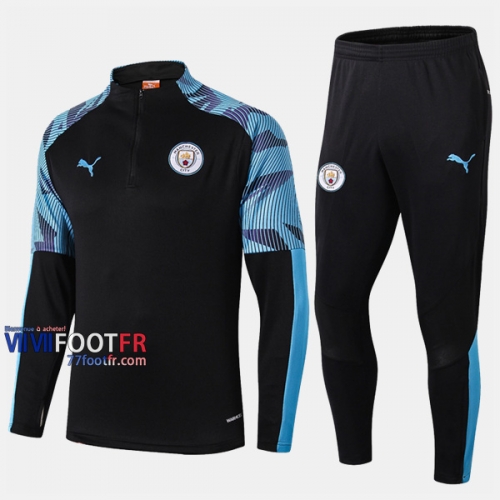 A++ Qualité: Ensemble Survetement Foot Manchester City Noir/Bleu Thai 2019 2020 Nouveau