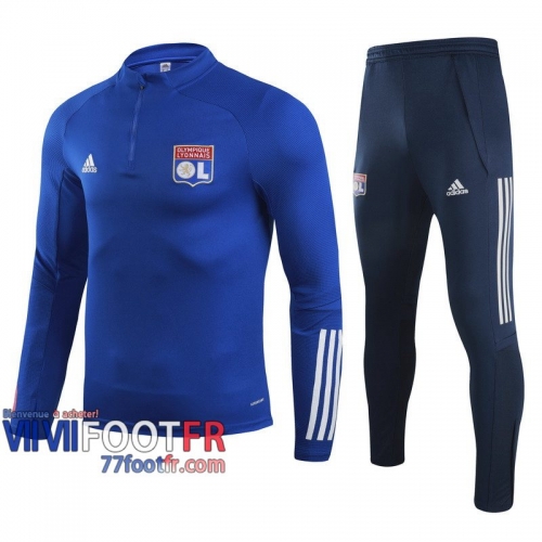 77footfr Survetement Foot Enfant Olympique Lyon Bleu fonce - Fermeture eclair courte TK35