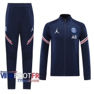 77footfr Veste Foot PSG Jordan Bleu foncE - Entrainement 2020 2021 J104