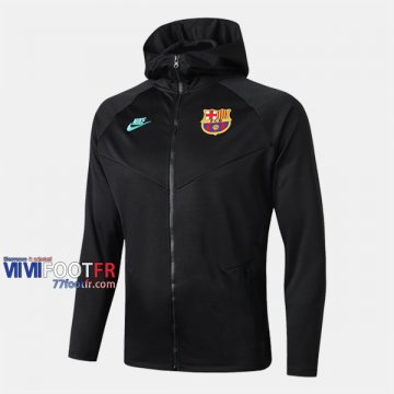 Magasins Veste Foot Barcelone FC Avec Capuche Gris Fonce 2019/2020 Nouveau Promo