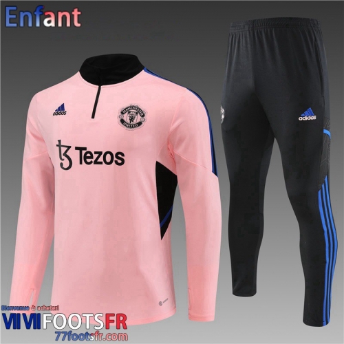 Survetement de Foot Manchester United rose Enfant 2022 2023 TK563