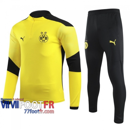 77footfr Survetement Foot Enfant Borussia Dortmund Jaune - Fermeture eclair courte TK26