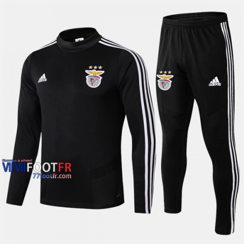 Retro Ensemble Survetement Foot FC Benfica Noir Slim 2019-2020 Nouveau