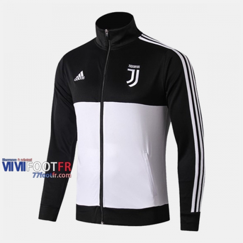 Boutique Veste Foot Juventus Blanc/Noir Col Haut 2019/2020 Nouveau Promo