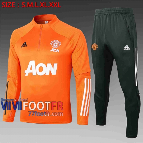 77footfr Manchester United Survetement Foot Orange 20-21 B418