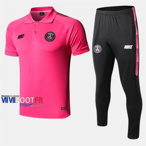 Ensemble De Polo Foot PSG Paris Saint Germain Costume Manche Courte Retro Rose 2019/2020 Nouveau