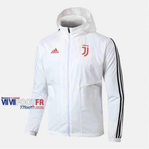 Magasins Veste Foot Coupe-Vent Juventus Blanc 2019/2020 Nouveau Promo