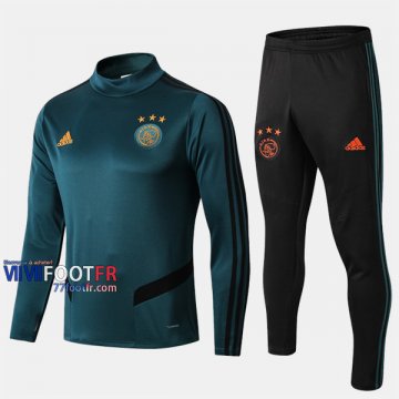 Retro Ensemble Survetement Foot Ajax Amsterdam Vert Coton 2019/2020 Nouveau