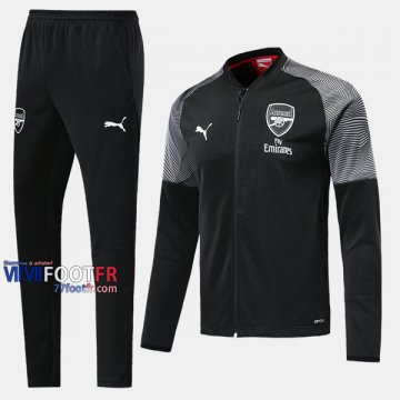 Retro Ensemble Veste Survetement Foot Arsenal FC Noir Slim 2019 2020 Nouveau