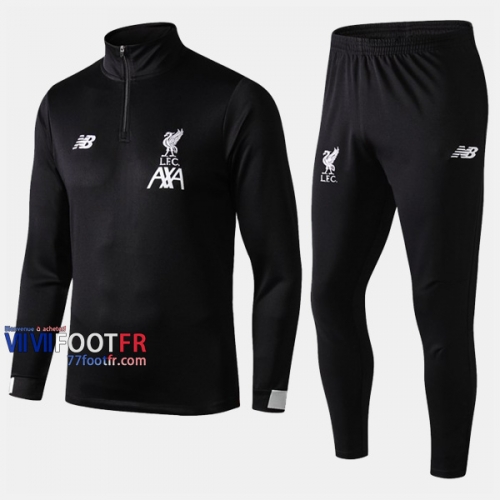 Promotion Ensemble Survetement Foot FC Liverpool Noir Polyester 2019/2020 Nouveau