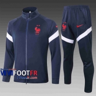 Veste de foot France 2020 2021 bleu marin A325#