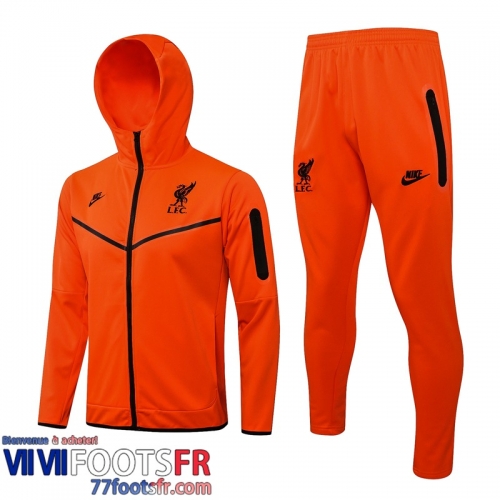 Veste Foot - Sweat A Capuche Liverpool Orange Homme 21 22 JK289