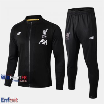 Promo: Ensemble Veste Survetement Liverpool FC Enfant Noir 2019/2020 Nouveau