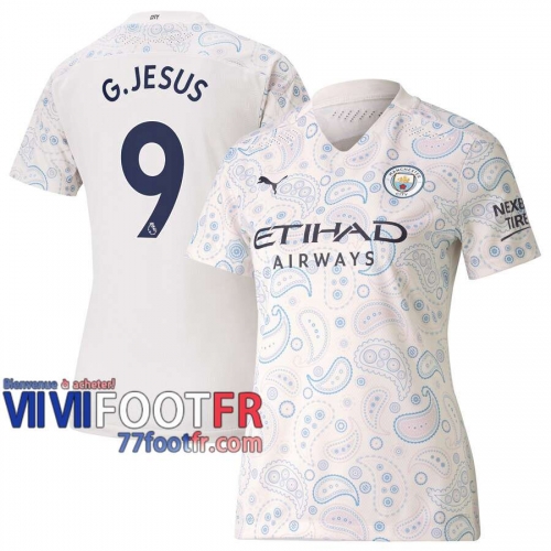 77footfr Manchester City Maillot de foot G.Jesus #9 Third Femme 20-21