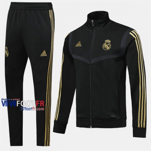 Promo Ensemble Veste Survetement Foot Real Madrid Noir Thai 2019 2020 Nouveau