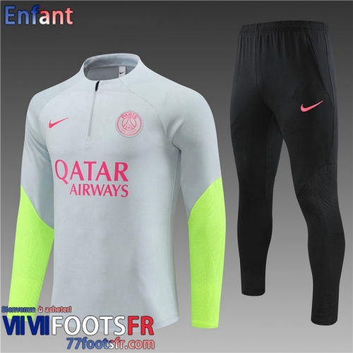 KIT: Survetement de Foot + Pantalon PSG gris clair Enfant 2023 2024 TK646