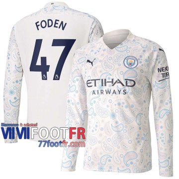 77footfr Manchester City Maillot de foot Foden #47 Third Manches longues 20-21