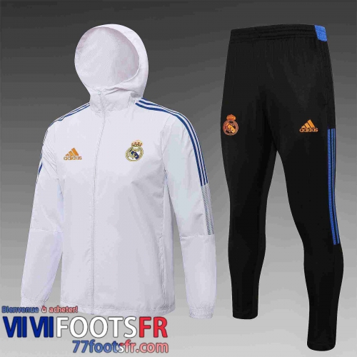 Coupe Vent - Sweat a Capuche Real Madrid blanc Homme 21 22 WK46