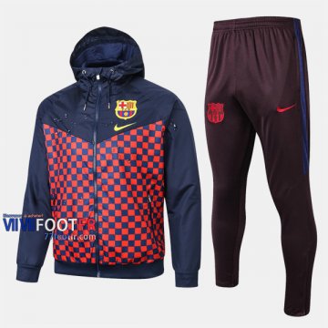 Retro Ensemble Veste Coupe-Vent Survetement Foot FC Barcelone Bleu Rouge Slim 2020-2021 Nouveau