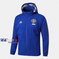 Magasins Veste Foot Coupe-Vent Manchester United Bleu 2019/2020 Nouveau Promo