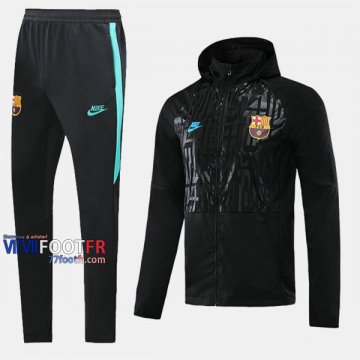 Promotion Ensemble Veste Coupe-Vent Survetement Foot FC Barcelone Noir 2020/2021 Nouveau