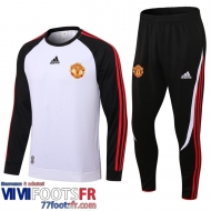 Survetement de Foot Manchester United blanc noir Homme 2022 2023 TG243