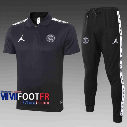 Polo de foot PSG 2020 2021 Noir C425#