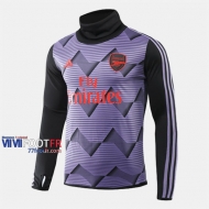 Nouveaux Retro Sweatshirt Foot Arsenal FC Col Haut Pourpre 2019-2020