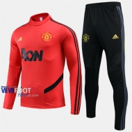 Retro Ensemble Survetement Foot Manchester United Rouge Coton 2019/2020 Nouveau