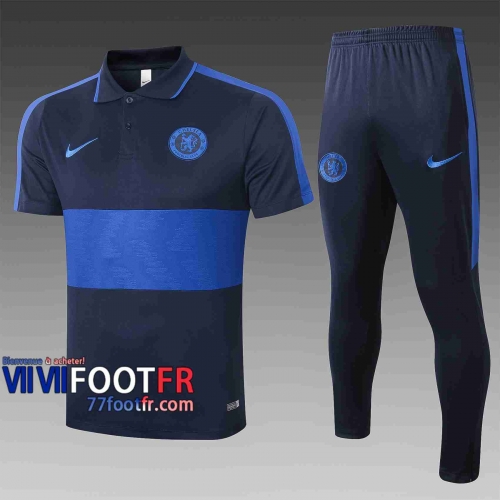 Polo de foot Chelsea 2020 2021 bleu marin C405#