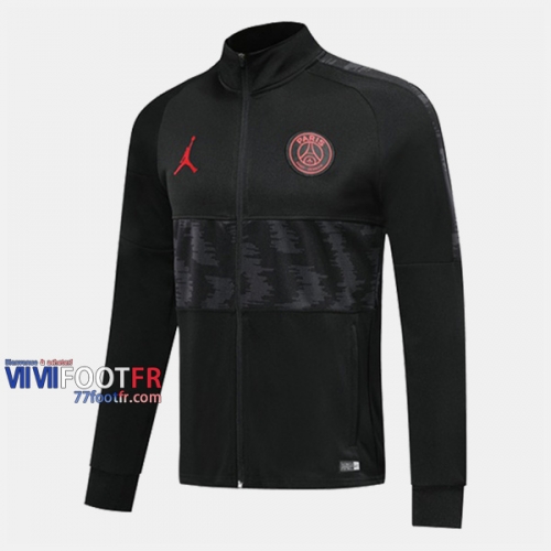 Magasins Veste Foot PSG Paris Jordan Noir/Gris 2019/2020 Nouveau Promo