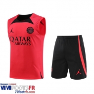 Survetement Sans manches PSG rouge Homme 2023 2024 TG808