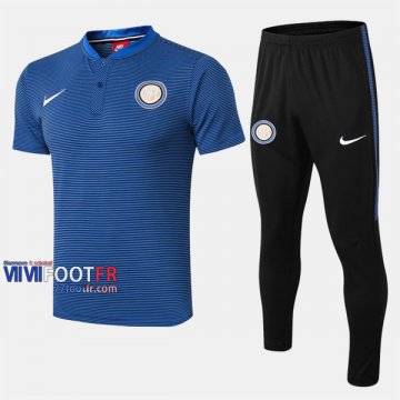 Ensemble Polo Foot Inter Milan Costume Manche Courte Retro Bleu 2019/2020 Nouveau