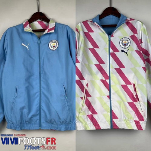 Coupe Vent Reversible Manchester City light blue-white Homme 2023 2024 D63