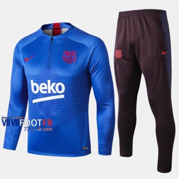 Promo Ensemble Survetement Foot FC Barcelone Bleu 2019/2020 Nouveau